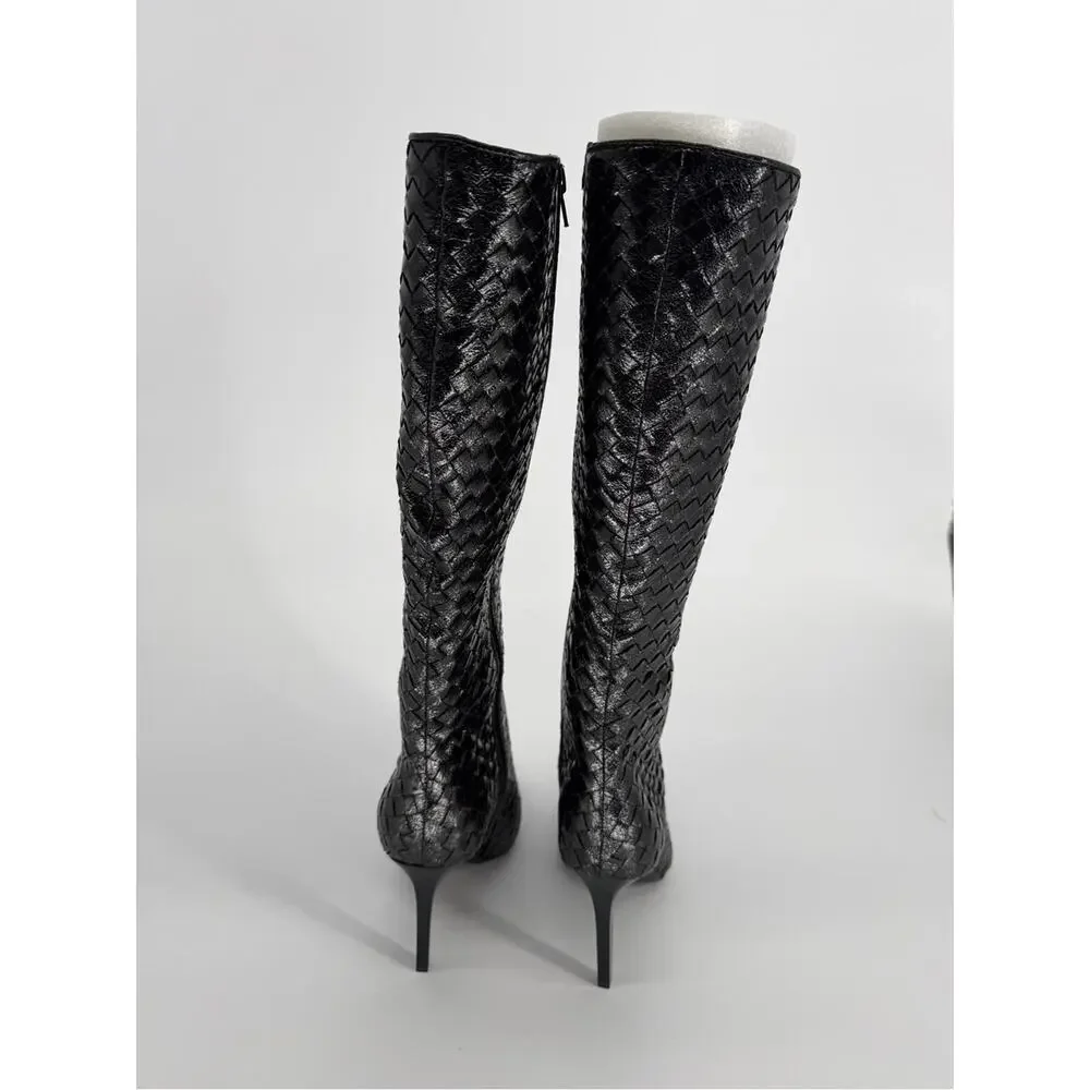 I.N.C. Savonia Black Woven Knee High Boots Womens - 7M